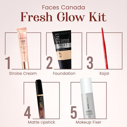 Faces Canada Fresh Glow Kit (Ultime Pro Makeup Fixer 50 ml + Strobe Cream Mini – Rose Gold (18 gm) + All Day Hydra Matte Foundation - image 2