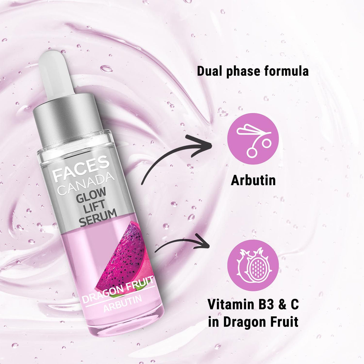 Faces Canada Glow Lift Serum, 27 ml – Dragon Fruit & Arbutin - image 2
