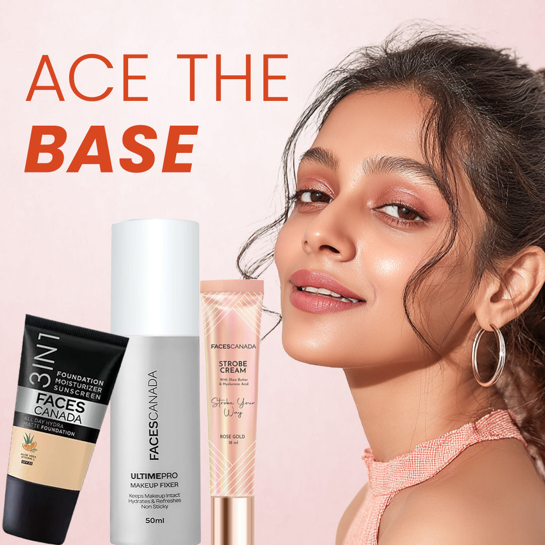 Faces Canada Glow On Point Kit (Ultime Pro Makeup Fixer 50 ml + Strobe Cream Mini – Rose Gold (18 gm) + All Day Hydra Matte Foundation - image 3