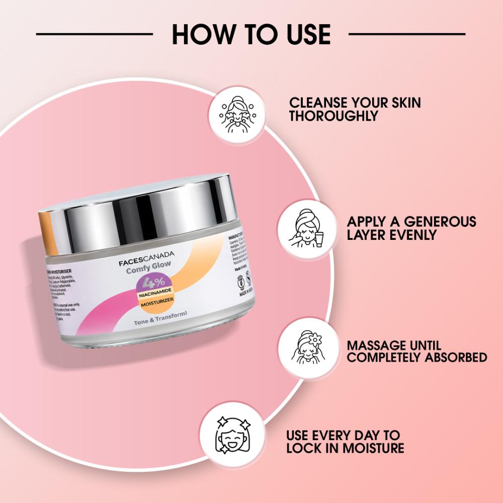 Faces Canada Comfy Glow 4% Niacinamide Moisturizer, 45 gm – Brightening & Hydrating Face Cream for Even Skin Tone - image 4