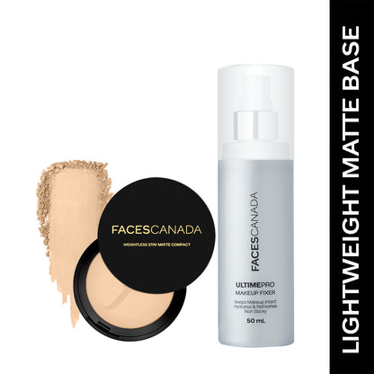 Faces Canada Lightweight Matte Base Combo – Weightless Stay Matte Compact Powder - Faces Canada