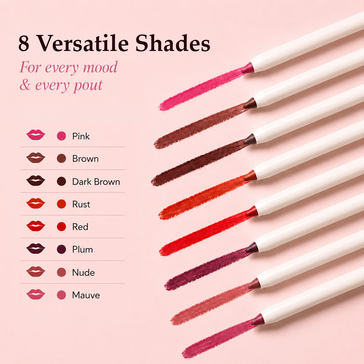 Faces Canada Line & Pout Collection Lip Liner Set – Pack of 8 Matte Lip Liners - image 2