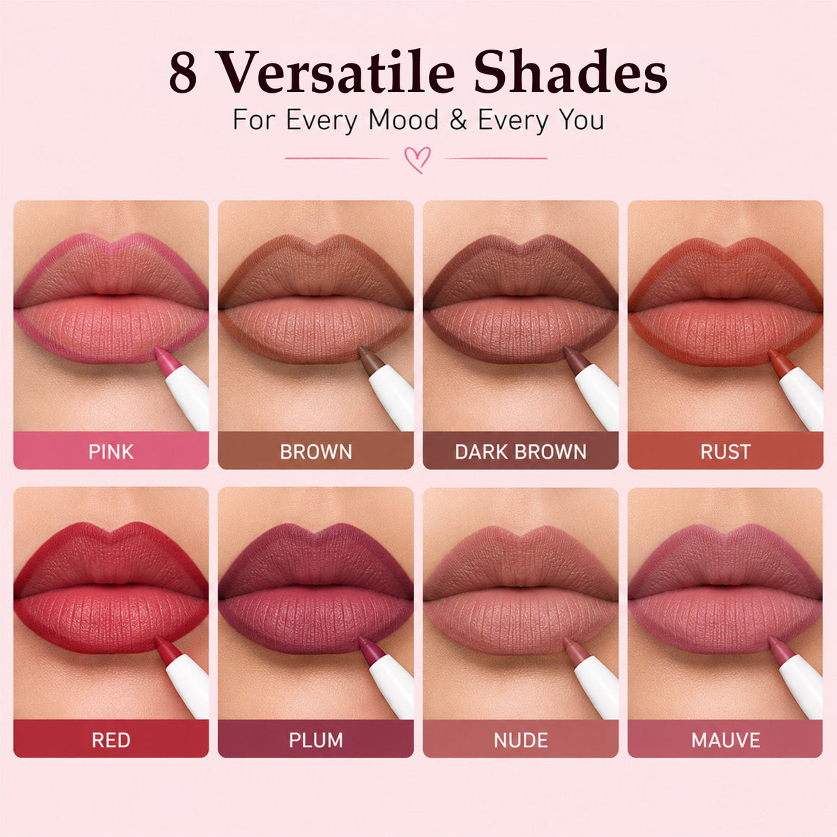 Faces Canada Line & Pout Collection Lip Liner Set – Pack of 8 Matte Lip Liners - image 4