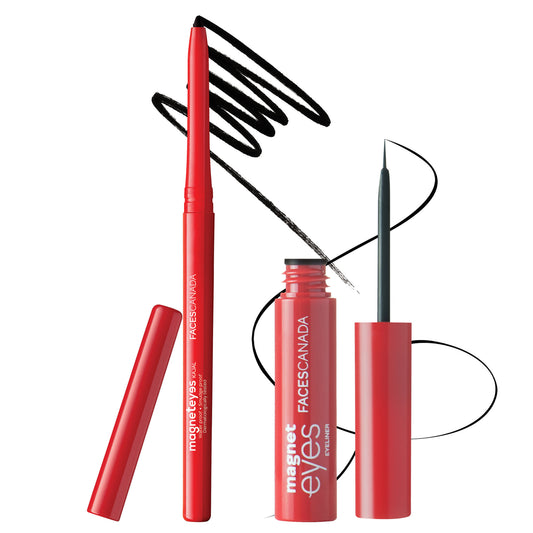 Faces Canada Magneteyes Eye Makeup Combo – Black Eyeliner (3.5ml) and Black Kajal (0.35g) - Faces Canada