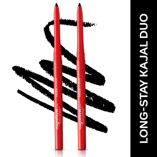 Faces Canada Magneteyes Kajal Duo Pack – Black, (0.35 gm x 2) - Faces Canada