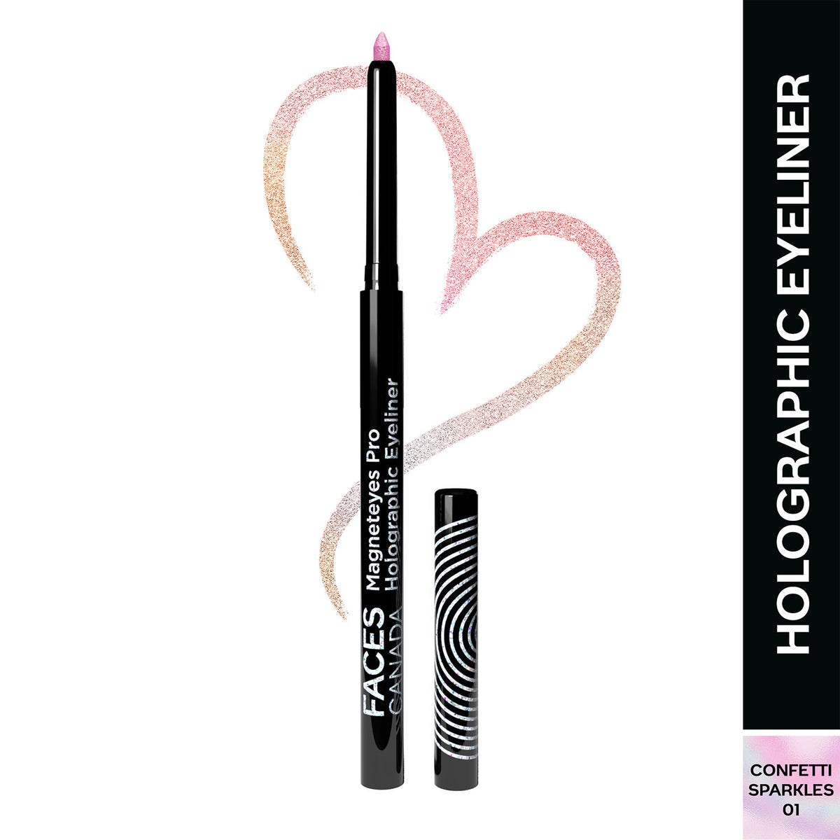 Faces Canada Magneteyes Pro Holographic Eyeliner – Confetti Sparkles 01, 0.25 gm - Faces Canada