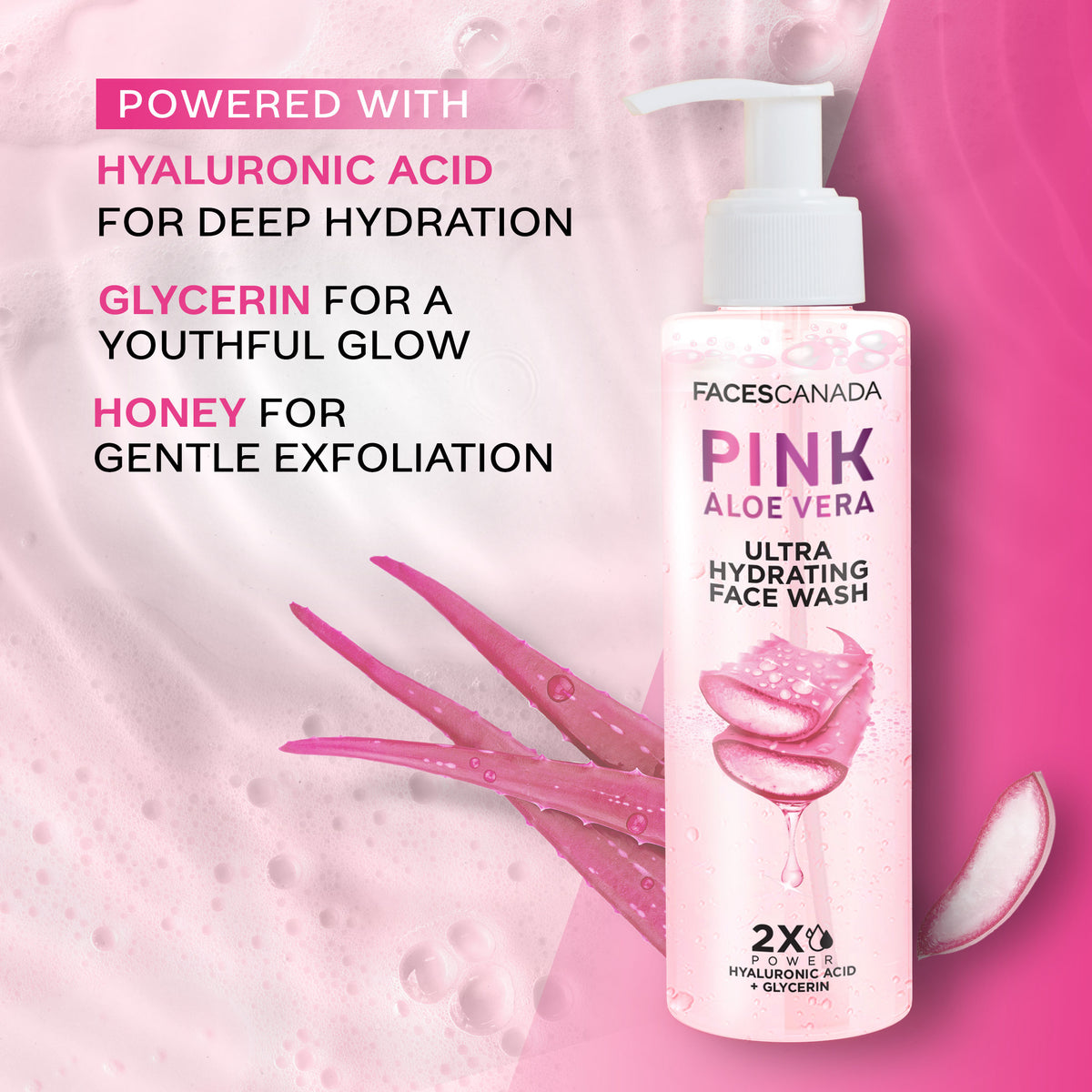 Faces Canada Pink Aloe Vera Ultra Hydrating Face Wash, 100 ml – Hyaluronic Acid, Honey & Glycerin - image 4