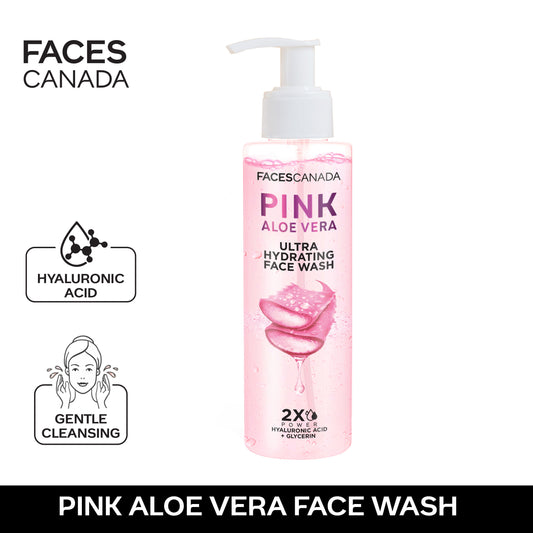Faces Canada Pink Aloe Vera Ultra Hydrating Face Wash, 100 ml – Hyaluronic Acid, Honey & Glycerin - Faces Canada
