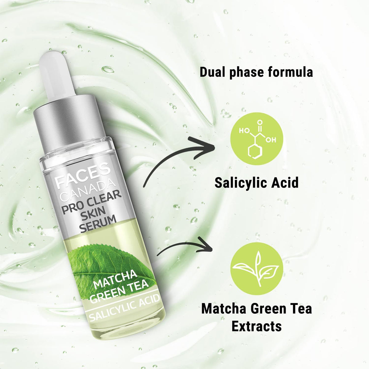 Faces Canada Pro Clear Skin Serum, 27 ml – Matcha Green Tea & Salicylic Acid - image 2