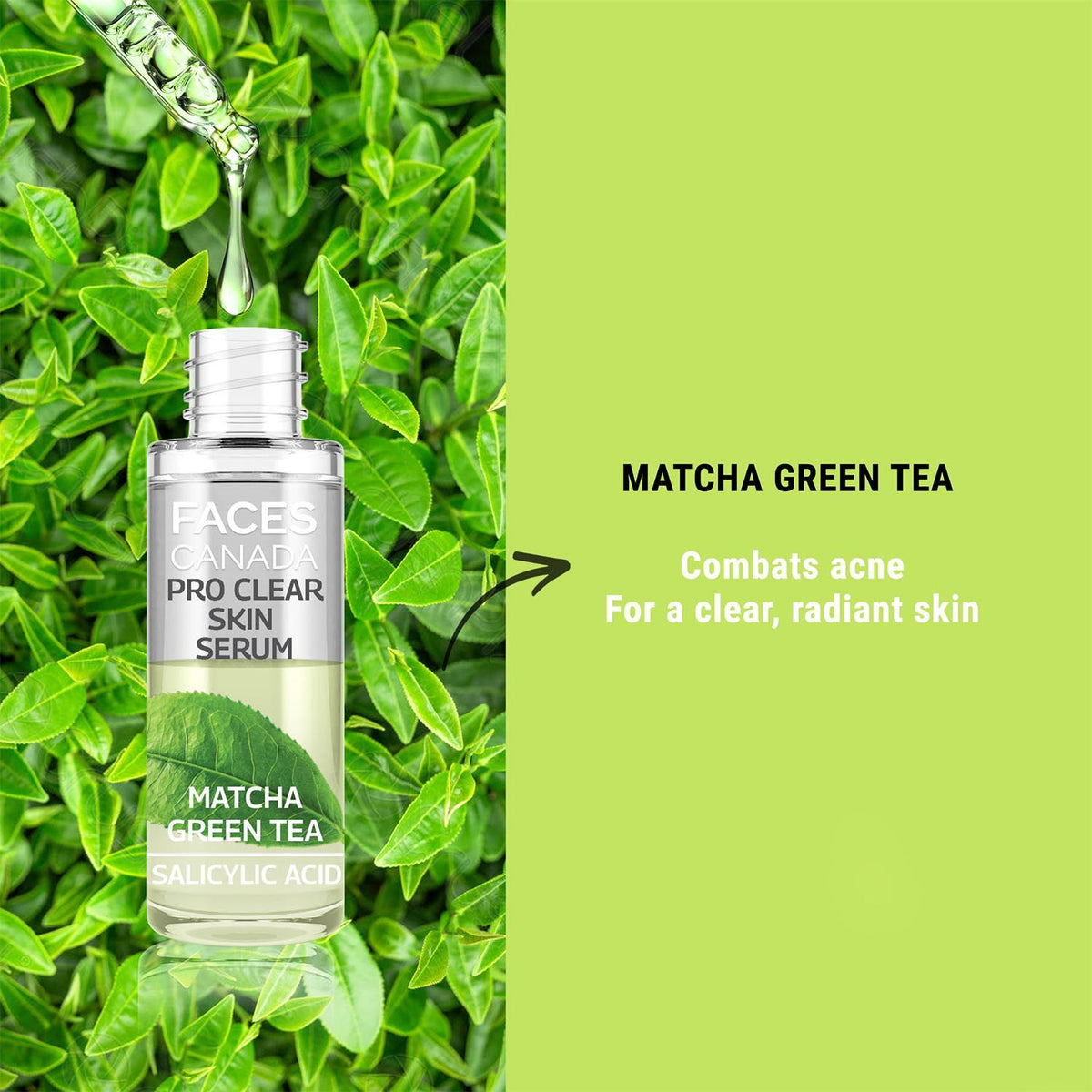Faces Canada Pro Clear Skin Serum, 27 ml – Matcha Green Tea & Salicylic Acid - image 3