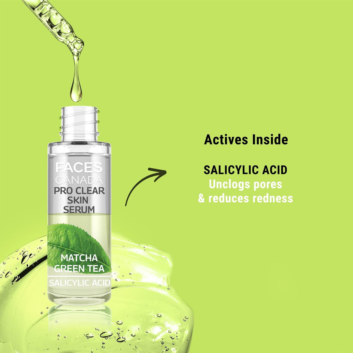 Faces Canada Pro Clear Skin Serum, 27 ml – Matcha Green Tea & Salicylic Acid - image 4