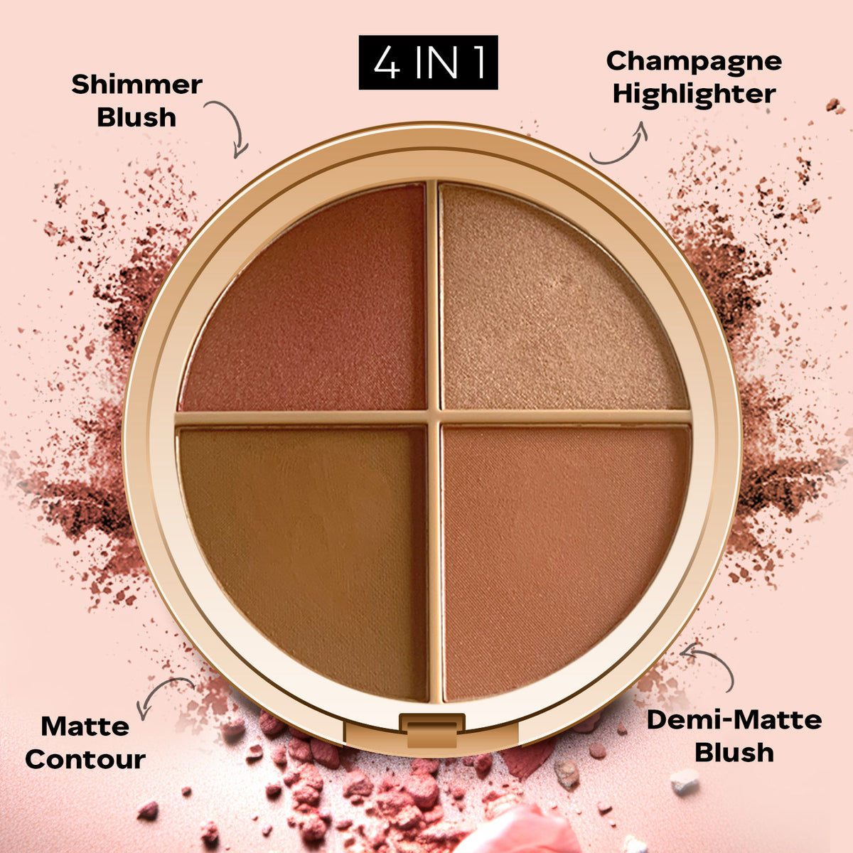 Faces Canada Second Skin 4 in 1 Face Palette, 14.5 gm – Bronzer + Highlighter + Blush - image 2