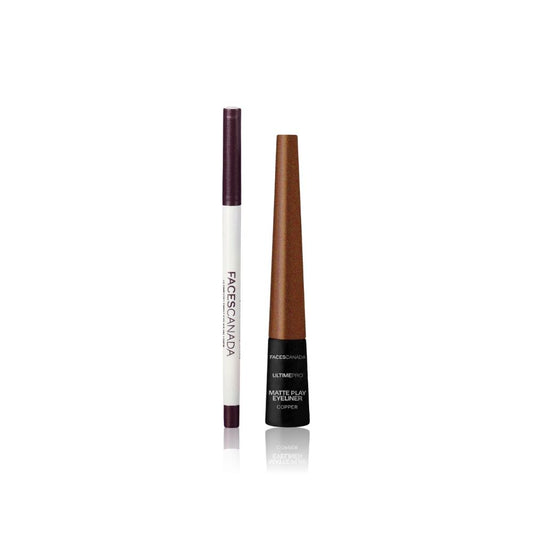 Faces Canada Smudgeproof Duo (Ultime Pro Twist Eye Kajal Liner – Plum & Ultime Pro Matte Play Eyeliner - Faces Canada