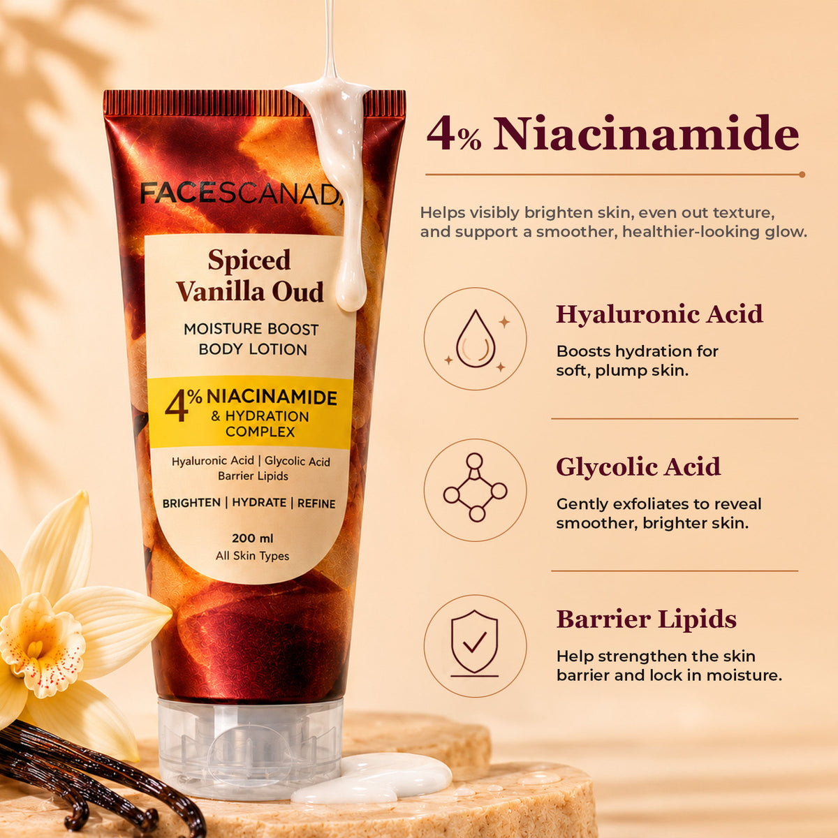 Faces Canada Spiced Vanilla Oud Moisture Boost Body Lotion for Women (200 ml) – Bold Oriental Fragrance - image 3