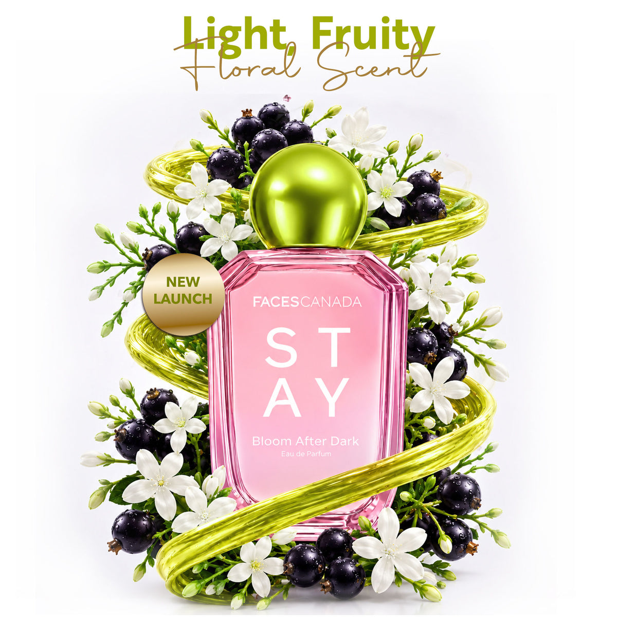 Faces Canada STAY Bloom After Dark Eau de Parfum for Women, 50 ml – Long-Lasting Fruity Floral Perfume with Blackcurrant & Jasmine - Faces Canada