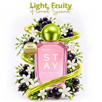Faces Canada STAY Bloom After Dark Eau de Parfum for Women, 50 ml – Long-Lasting Fruity Floral Perfume with Blackcurrant & Jasmine - Faces Canada