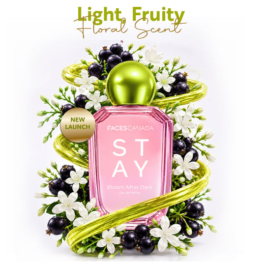 Faces Canada STAY Bloom After Dark Eau de Parfum for Women, 50 ml – Long-Lasting Fruity Floral Perfume with Blackcurrant & Jasmine - Faces Canada