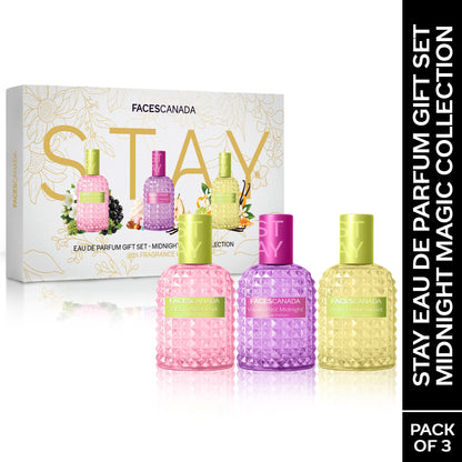 Faces Canada Stay Eau de Parfum Gift Set – Midnight Magic Collection, 60 ml (20 ml x 3) - Faces Canada