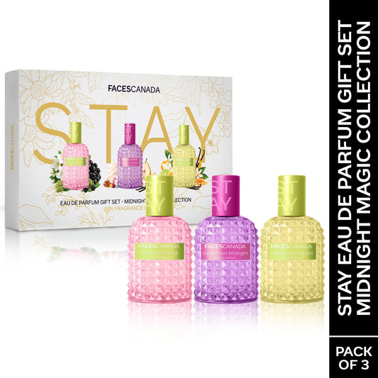 Faces Canada Stay Eau de Parfum Gift Set – Midnight Magic Collection, 60 ml (20 ml x 3) - Faces Canada