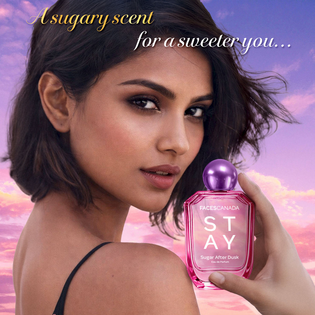 Faces Canada STAY Sugar After Dusk Eau de Parfum for Women, 50 ml – Long-Lasting Sweet Berry Floral Perfume with Raspberry, Strawberry, Violet & Praline - image 3