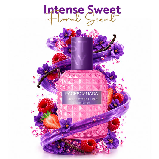 Faces Canada STAY Sugar After Dusk Eau de Parfum Mini for Women, 20 ml – Long-Lasting Sweet Berry Floral Perfume with Raspberry, Strawberry, Violet & Praline - Faces Canada