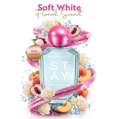 Faces Canada STAY White Moon Light Eau de Parfum for Women, 50 ml – Long-Lasting Fresh Floral Perfume with Litchi, Peach & Jasmine - Faces Canada