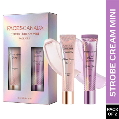 Faces Canada Strobe Cream Mini – Rose Gold + Pink (18 ml x 2) - Faces Canada