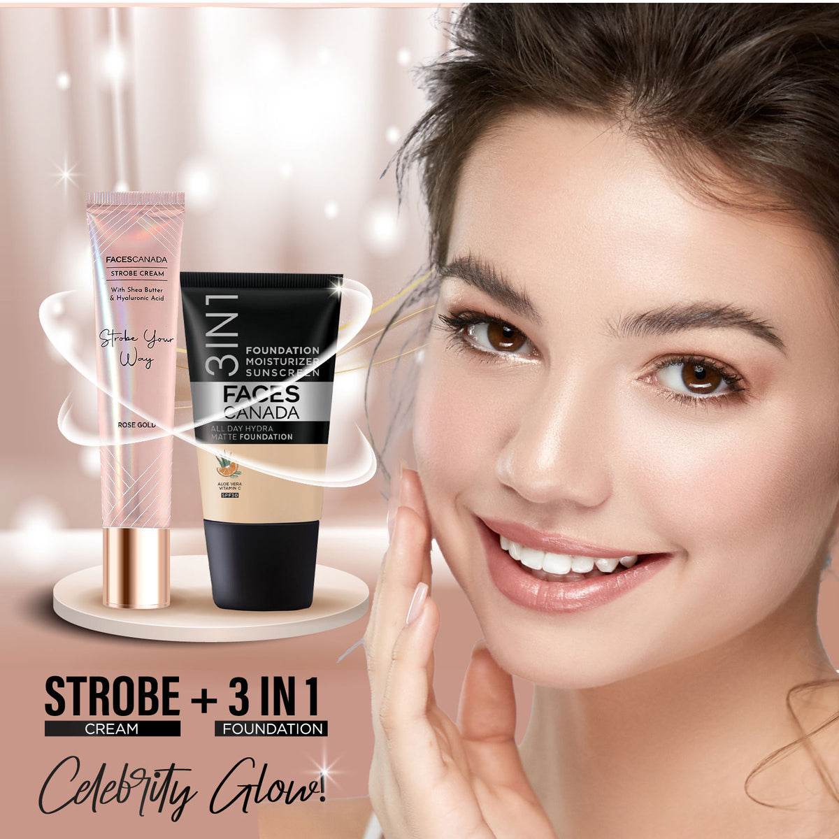 Faces Canada Strobe Cream Mini – Rose Gold + Pink (18 ml x 2) - image 4