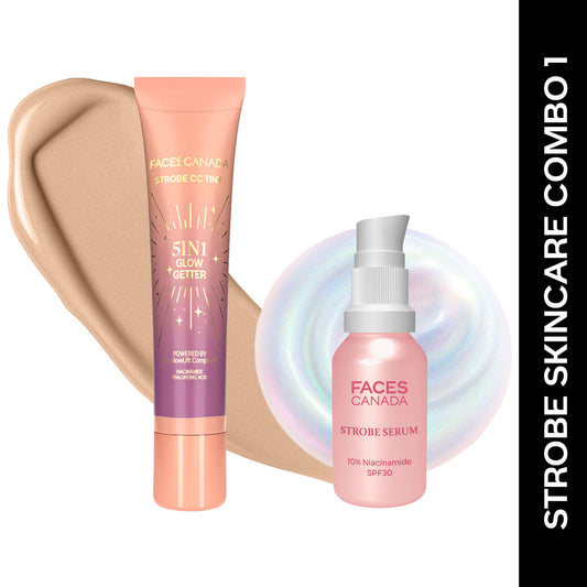 Faces Canada Strobe Skincare Combo for Instant Glow – Strobe Serum, 15 ml + Strobe CC Tint - Faces Canada