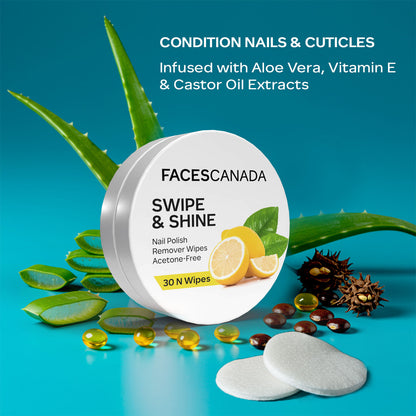 Faces Canada Swipe & Shine Nail Polish Remover Wipes – Lemon, 30 pc - image 3