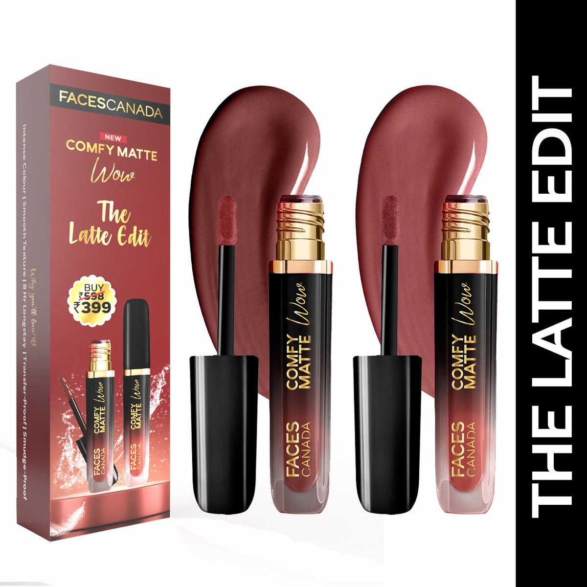 Faces Canada Comfy Matte Wow Liquid Lipstick – The Latte Edit, (3.8 ml x 2) - Faces Canada