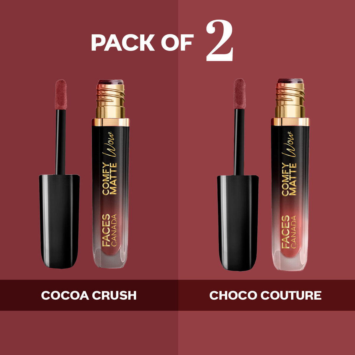 Faces Canada Comfy Matte Wow Liquid Lipstick – The Latte Edit, (3.8 ml x 2) - image 2