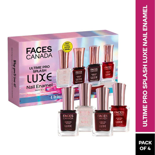 Faces Canada Ultimate Pro Splash Luxe Nail Enamel – Ultimate Glam Nails - (12 ml x 4) - Faces Canada