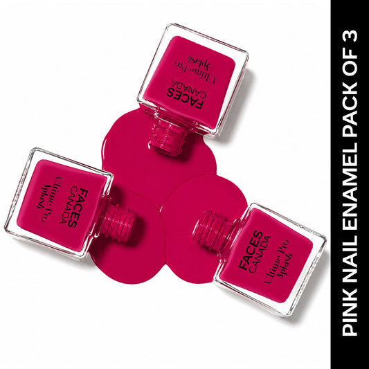 Faces Canada Ultime Pro Splash Nail Enamel Combo Of 3 – Pink Flemenco 21 (8 ml x 3) - Faces Canada