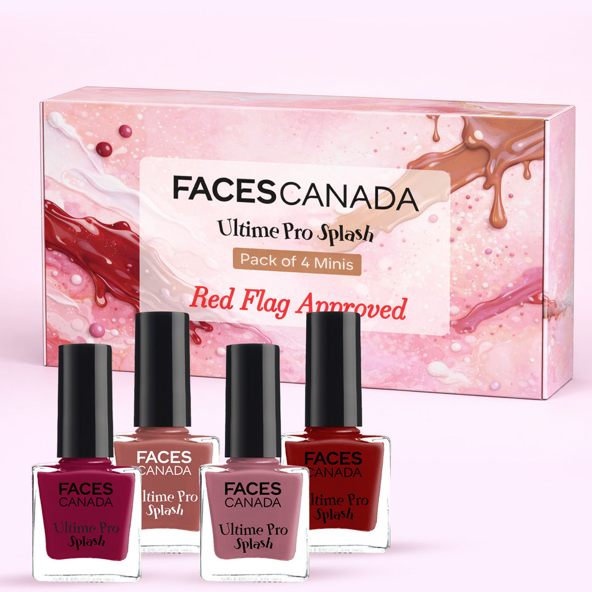 Faces Canada Ultime Pro Splash Nail Enamel Pack of 4 Minis – Red Flag - Faces Canada
