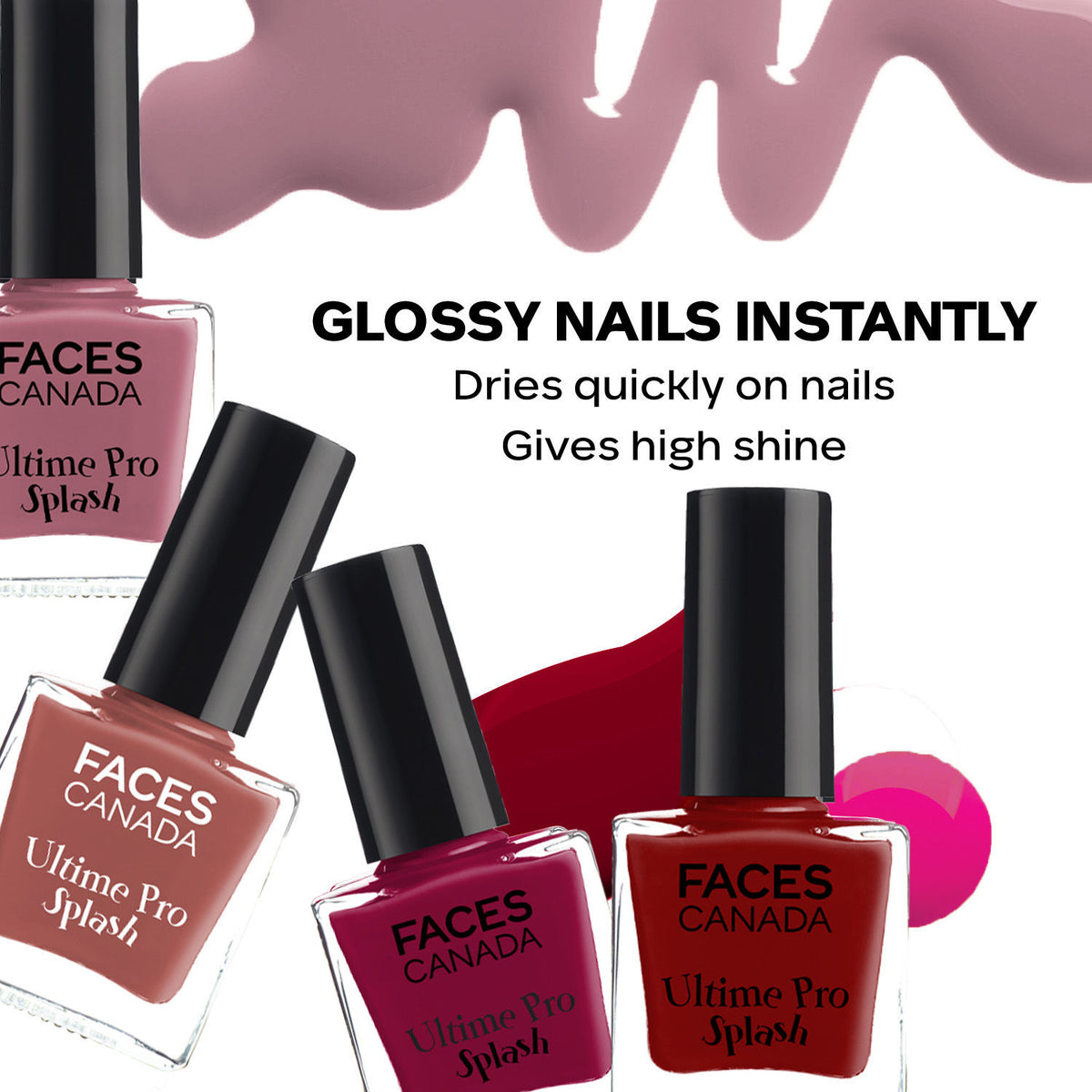 Faces Canada Ultime Pro Splash Nail Enamel Pack of 4 Minis – Red Flag - image 3