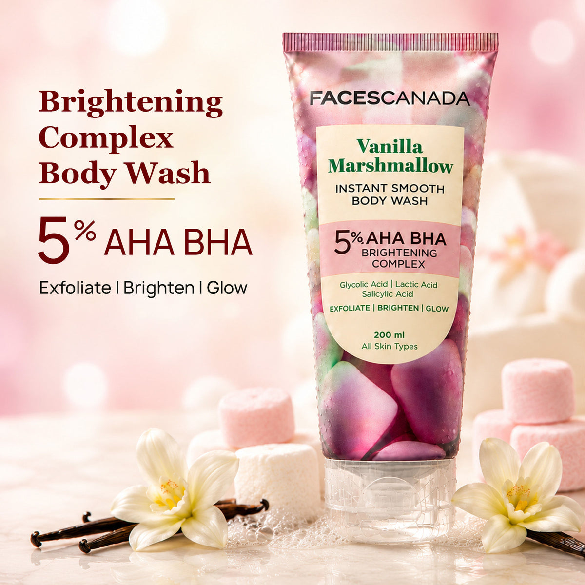 Faces Canada Vanilla Marshmallow Body Wash for Women (200 ml) – Sweet Vanilla Scented Shower Gel - image 2