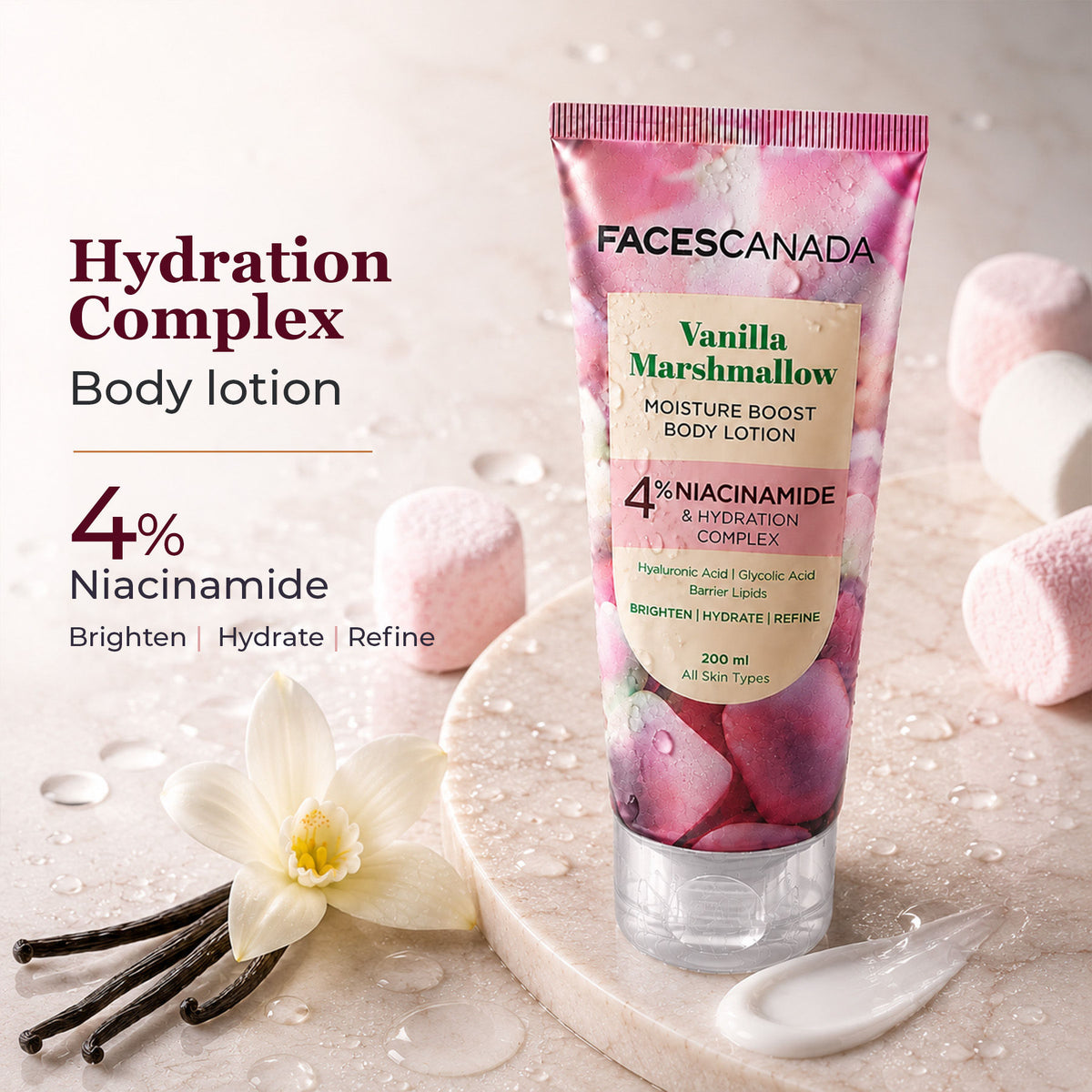 Faces Canada Vanilla Marshmallow Moisture Boost Body Lotion for Women (200 ml) – Sweet Vanilla Fragrance - image 2