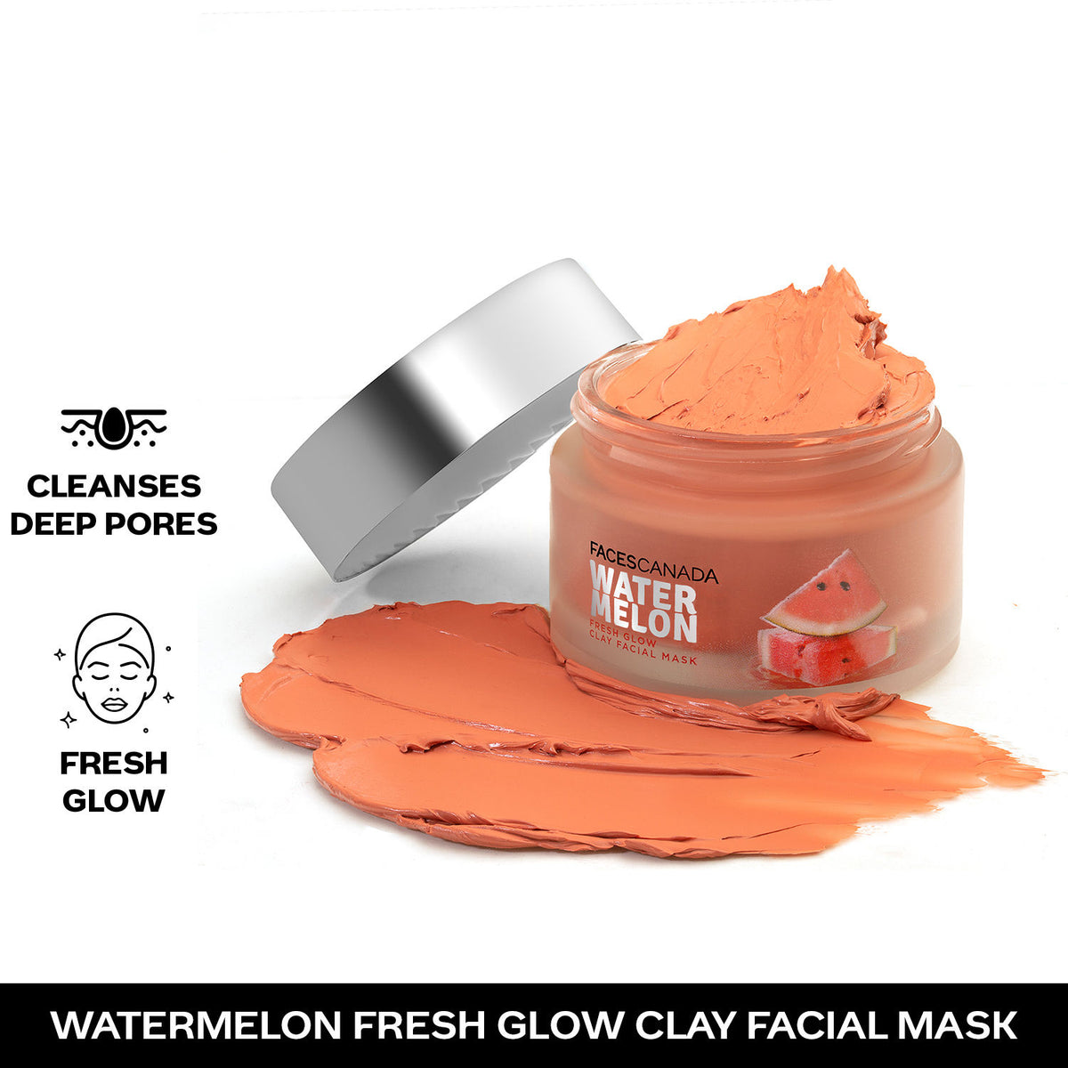 Faces Canada Watermelon Fresh Glowy Clay Facial Mask, 50 gm – Watermelon Extract & Bentonite Clay - Faces Canada