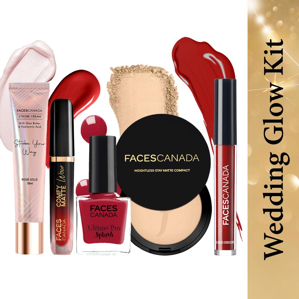 Faces Canada Wedding Glow Kit -Liquid Sindoor – Maroon 2.5 ml + Splash Nail Enamel - Faces Canada