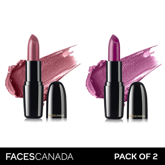 Faces Canada Weightless Creme Finish Lipstick – Imperial Plum and Plum Peach (4g x 2) - Faces Canada