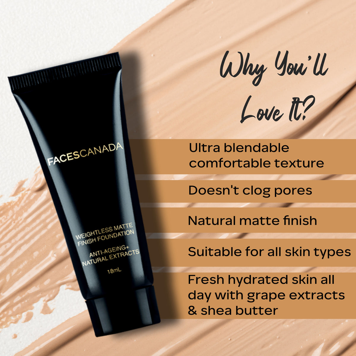 Faces Canada Weightless Matte Foundation – Grape extracts & Shea Butter - image 2