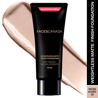 Faces Canada Weightless Matte Finish Foundation – Rose Ivory, 15 ml - Faces Canada