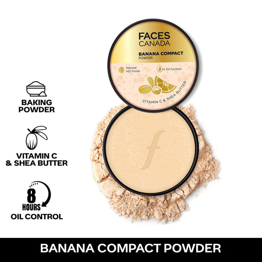 Faces Canada Banana Compact Powder 9 gm – 8HR Oil Control Complexion Enhancer - Faces Canada