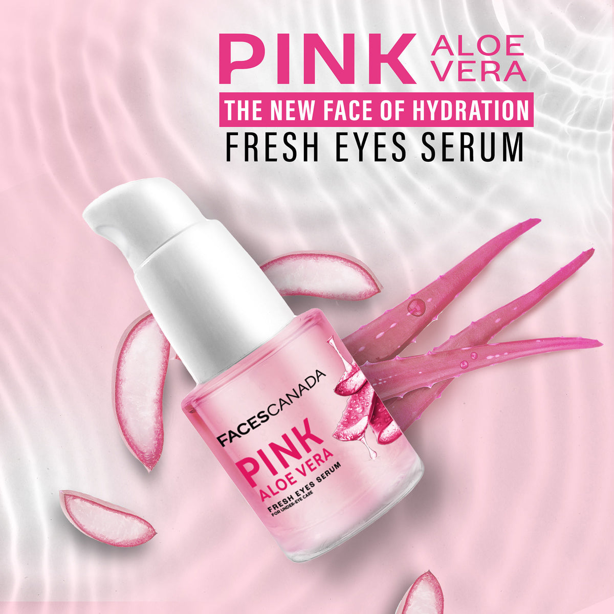 Faces Canada Pink Aloe Vera Fresh Eyes Serum For Under-Eye Care, 15 ml – Squalene, Witch Hazel & Quinoa Extracts - image 3