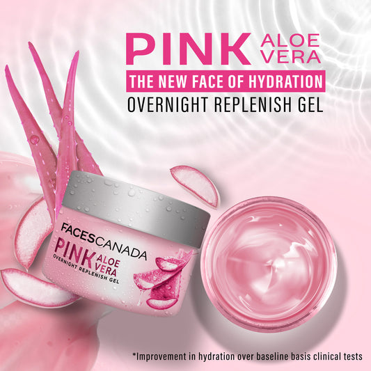 Faces Canada Pink Aloe Vera Overnight Replenish Gel, 50 gm – Hyaluronic Acid & Vitamin E - image 2