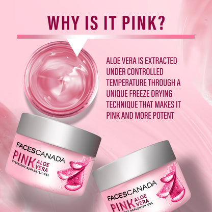 Faces Canada Pink Aloe Vera Overnight Replenish Gel, 50 gm – Hyaluronic Acid & Vitamin E - image 3