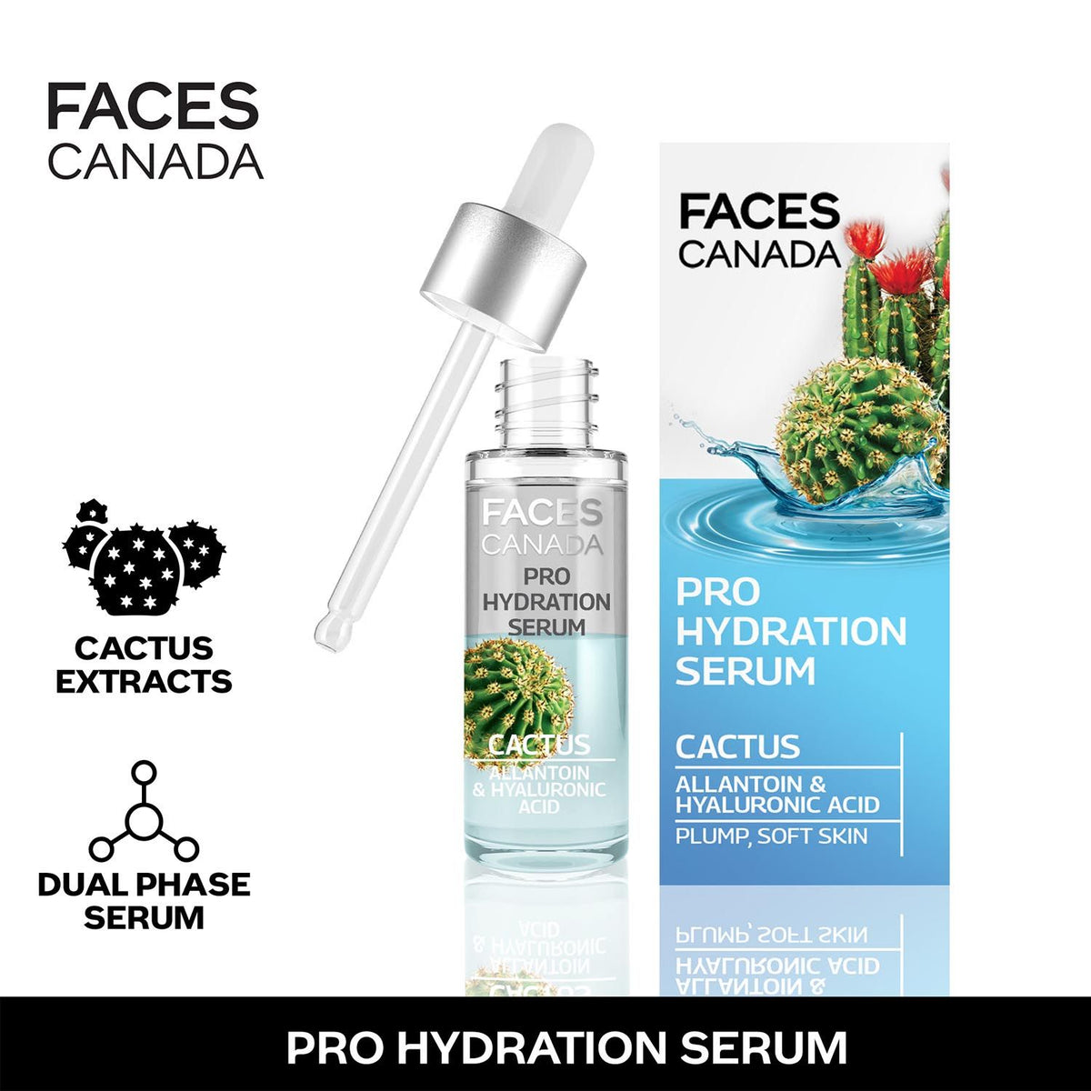 Faces Canada Pro Hydration Serum, 27 ml – Cactus, Allantoin & Hyaluronic Acid - Faces Canada