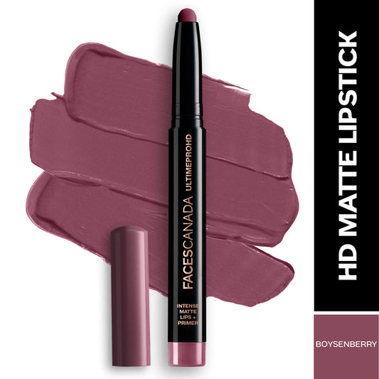 Faces Canada Ultime Pro HD Intense Matte Lipstick + Primer – Boysenberry 1.4 gm - Faces Canada