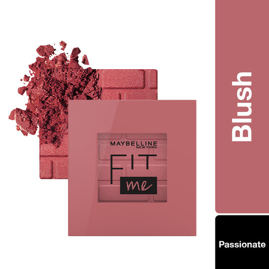 Maybelline New Fit Me Mono Blush, 16 HRs Easy to Use Long-lasting Cheek Blush, Pigmented Creamy Powder Blush Formula, Natural and True to Tone Blush - 60 Passionate - Maybelline